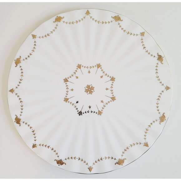 Gorham Other - Vintage Gorham Grand Manor Gold Cake Plate Porcelain Serving Scalloped Edges